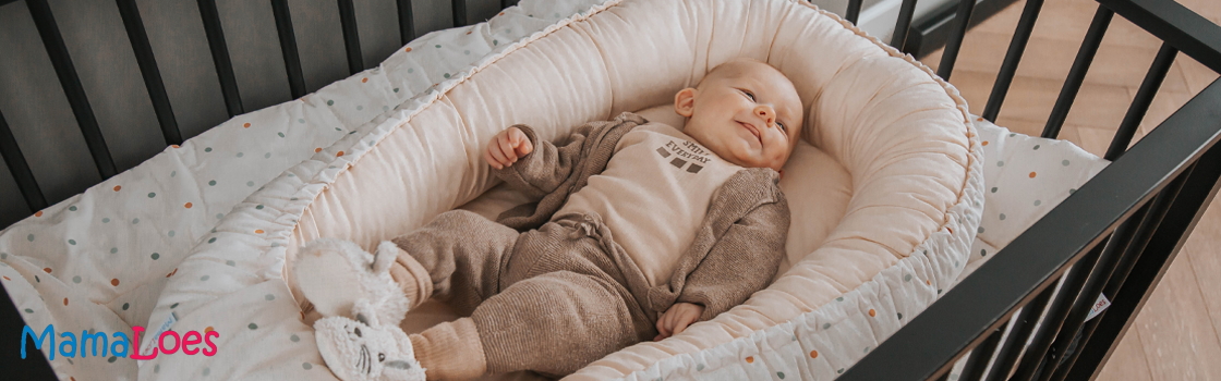 Banner Thuis Boxen Accessoires Babynestjes MamaLoes Omkeerbaar Babynestje Stippen