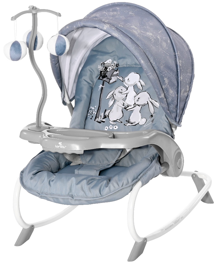 Lorelli Dream Time Silver Blue Rabbits Baby Rocker Wipstoel 1011006-2152