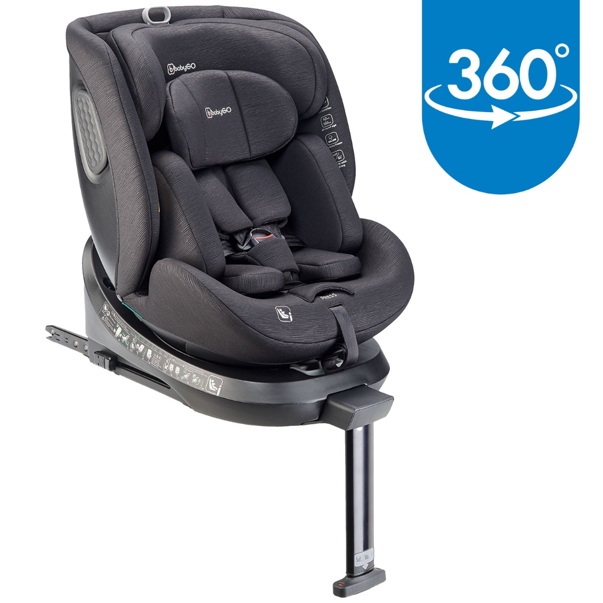 BabyGo Black 125-150 cm i-Size Booster