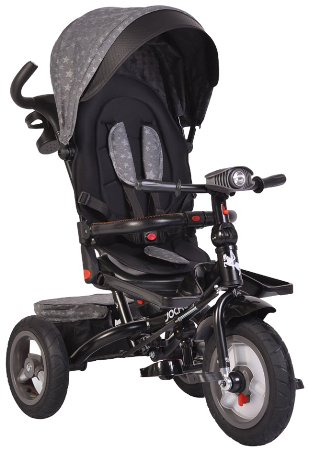 God zelf Opa Cangaroo Jockey Trike Grey Stars Driewieler met Duwstang en Zonnekap