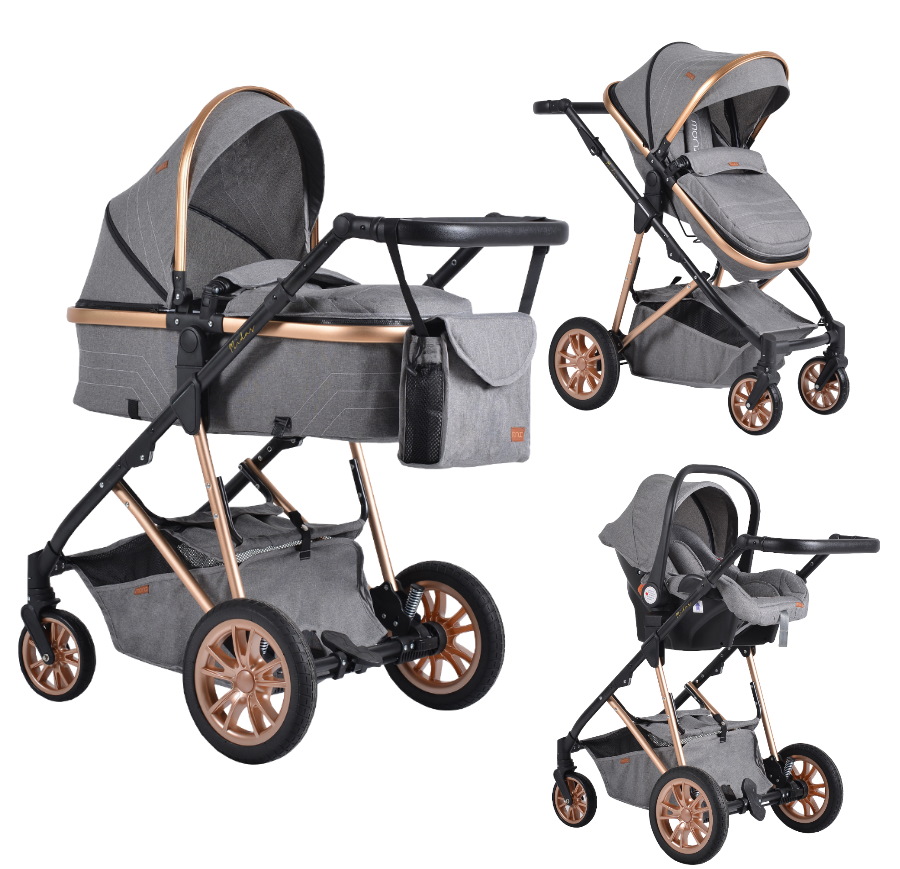 Cangaroo Midas Grey 3-in-1 Kinderwagen incl. Autostoel | MamaLoes