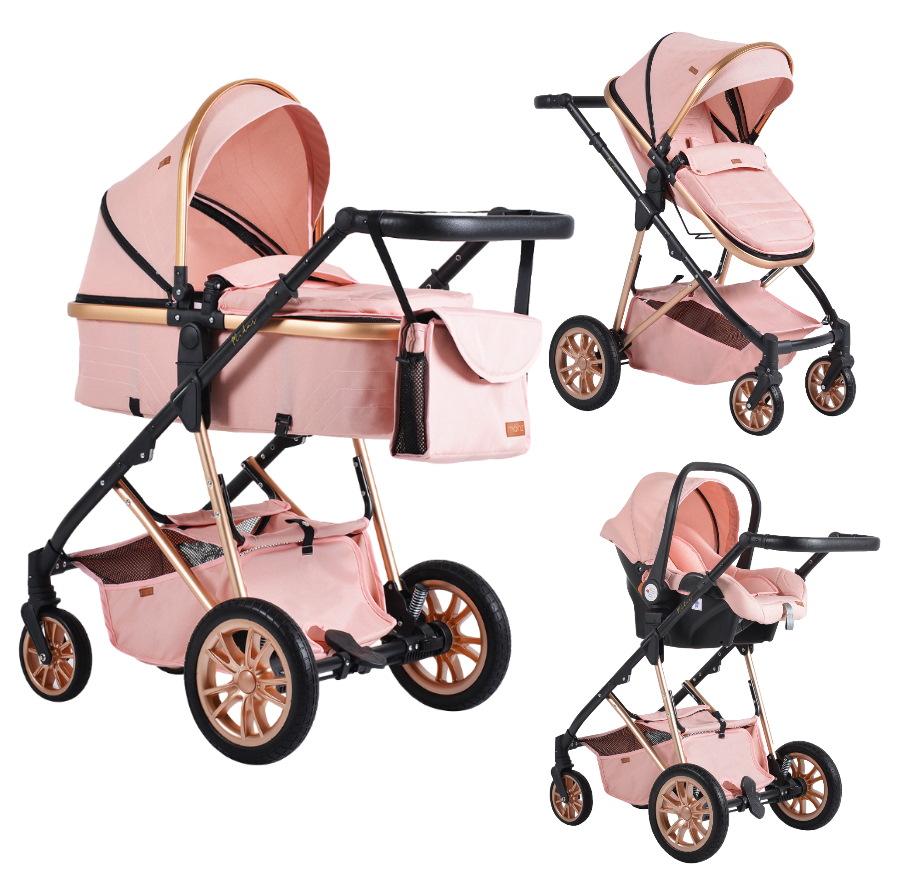 smokkel Kinderdag Merg Cangaroo Midas Pink 3-in-1 Combi Kinderwagen incl. Autostoel | MamaLoes