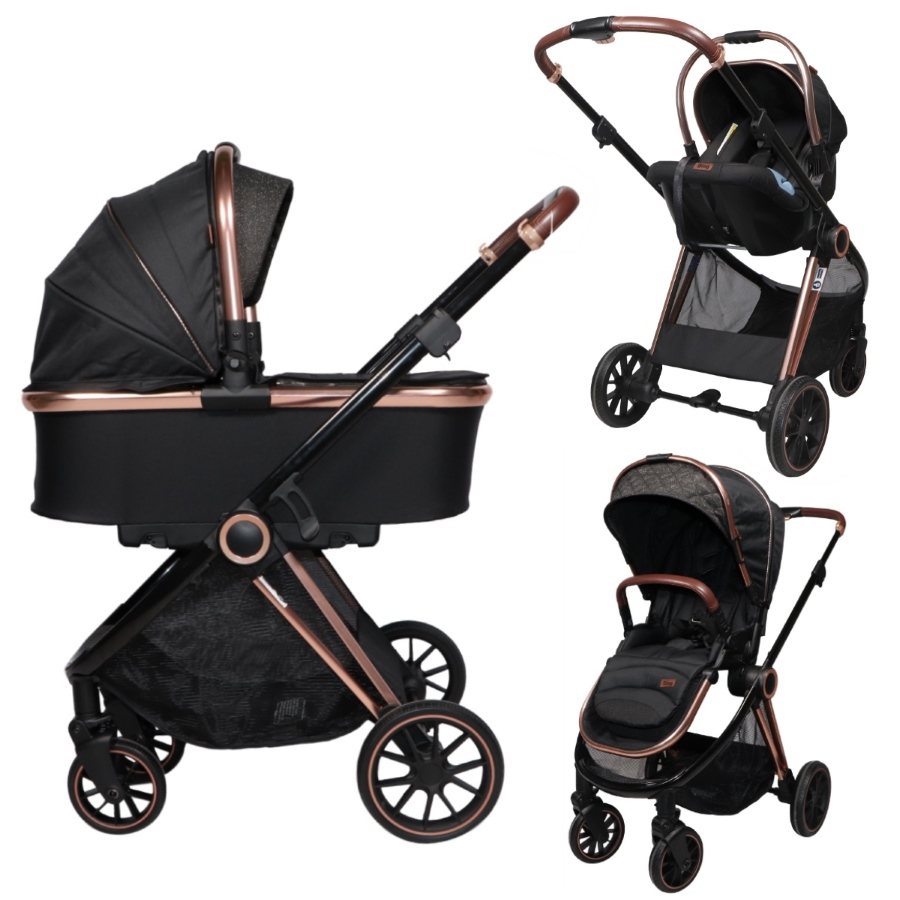 Arctic Seizoen nauwkeurig Ding Fenix Black/Rose 3-in-1 Combi Kinderwagen incl. Autostoel