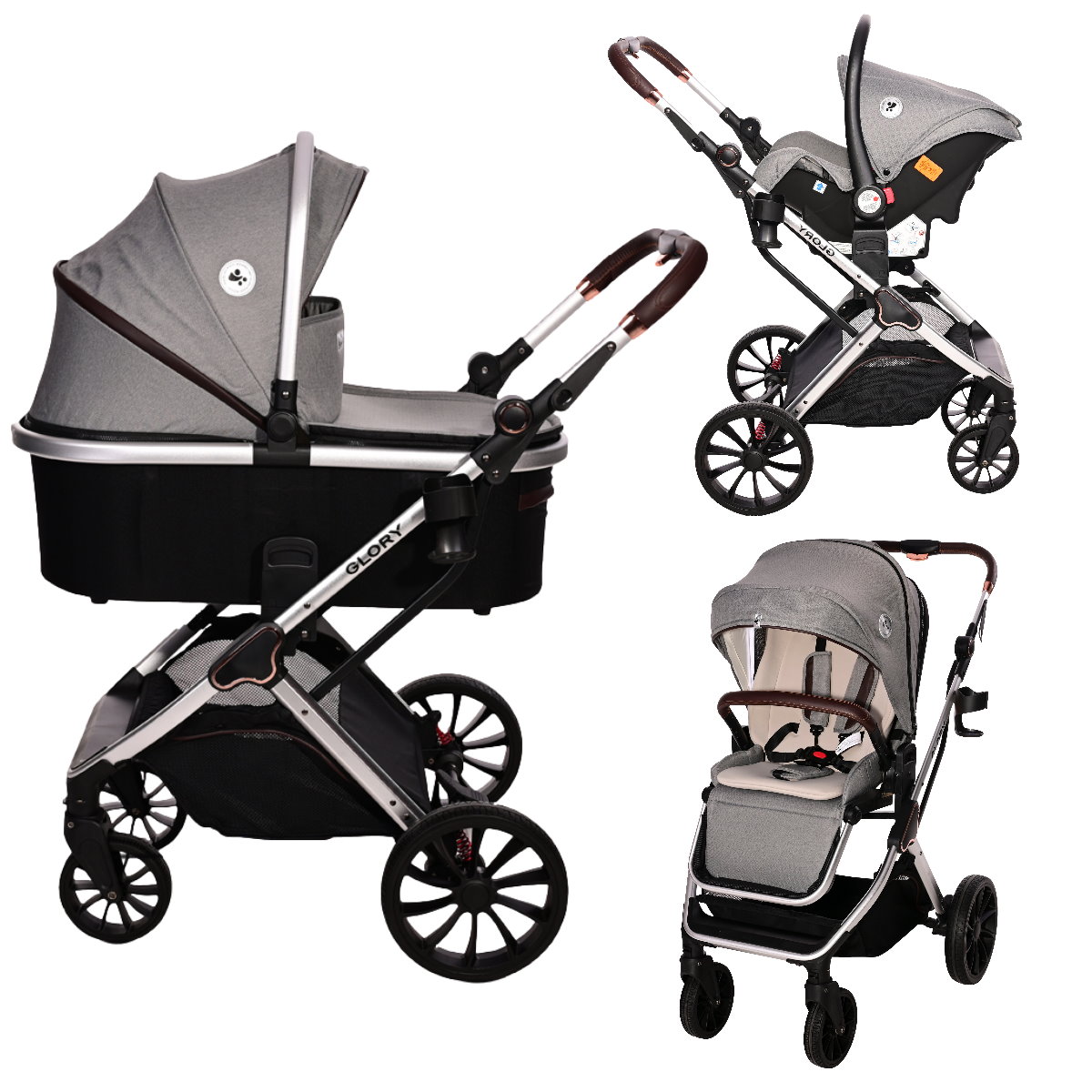 Meander punt afschaffen Lorelli Glory Grey 3-in-1 Combi Kinderwagen incl. Autostoel | MamaLoes