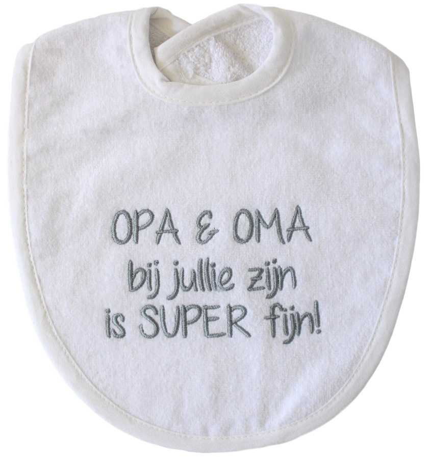Petit Villain Wit/Grijs Oma, Opa Bij Jullie Zijn Is Superfijn Slab